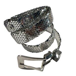 Whiting and Davis Vintage Silver Metal Mesh Belt Size Small